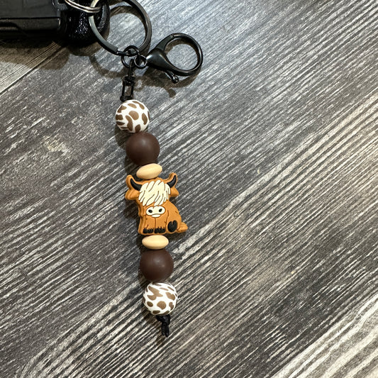 Cow Silicone Bead Keychain Dangle