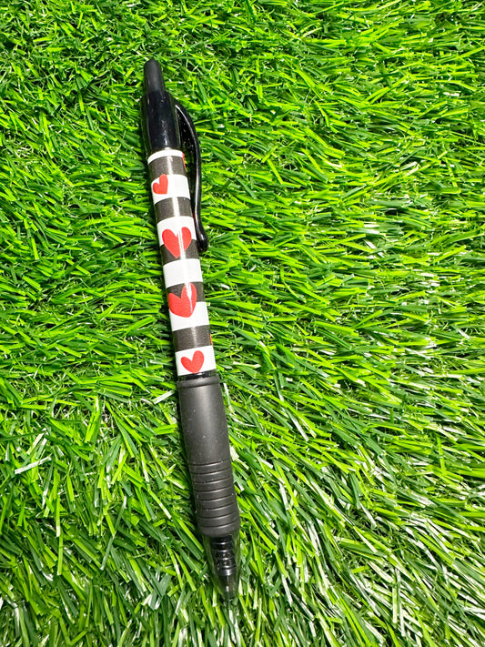 Black and White Heart Stripe G2 Wrap Pen