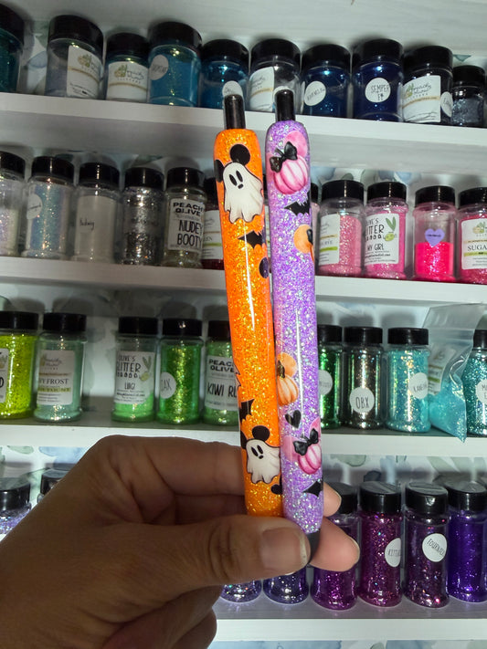 Ghost Pumpkin with ears  Glitter Pen