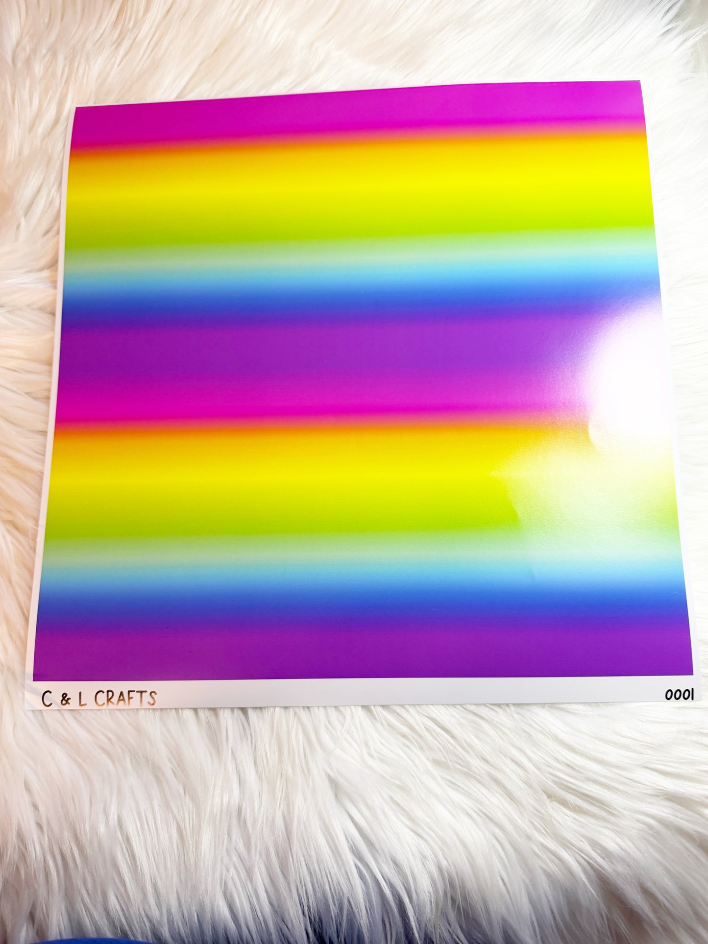 Neon Rainbow - Printed Vinyl Sheet Semi-Gloss-  12" x 12"
