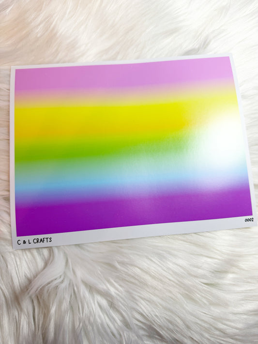 Pastel Rainbow - Printed Vinyl Sheet Semi-Gloss-  6" x 8"