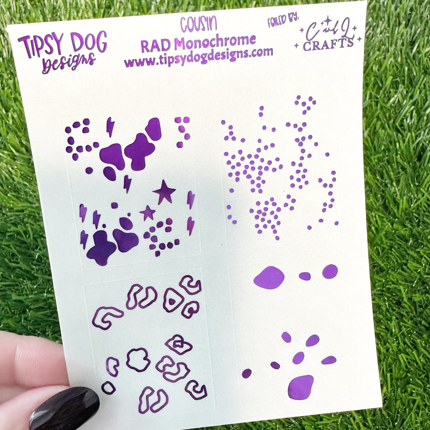 Rad Monochrome Tipsy Dog Design Box Foil Overlay