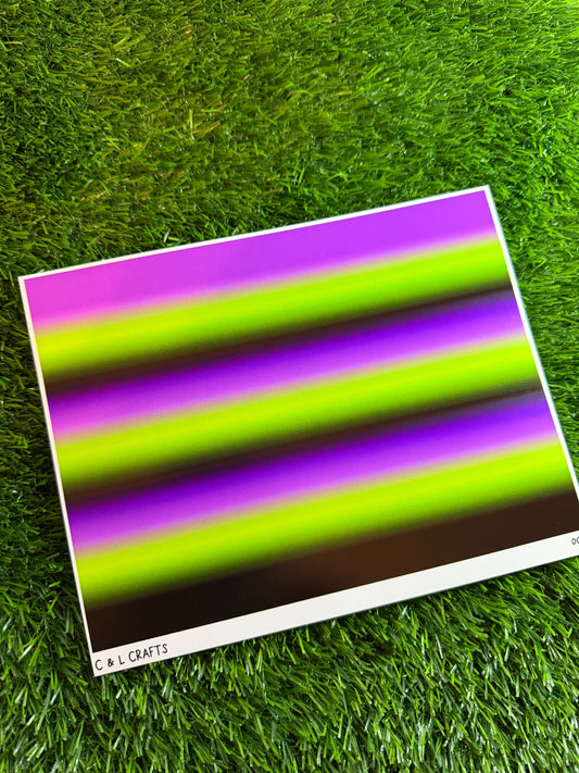 Purple Green Black Ombre- Printed Vinyl Sheet Semi-Gloss-  6" x 8" (Copy)