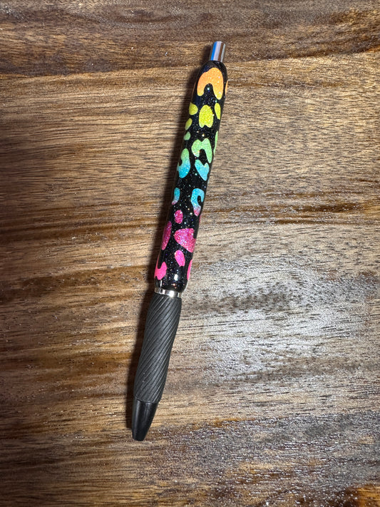 Horizontal Rainbow Leopard Peek-a-boo S-Gel Glitter Pen