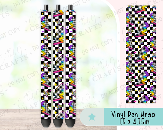 Lightning Bolt Checker Vinyl Wrap for Pens -0061