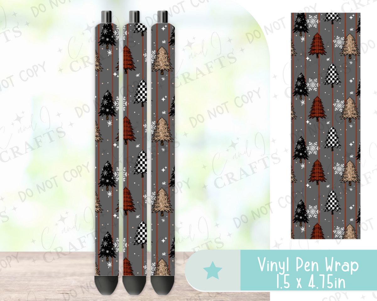 Christmas Tree Plaid Vinyl Wrap for Pens -0067