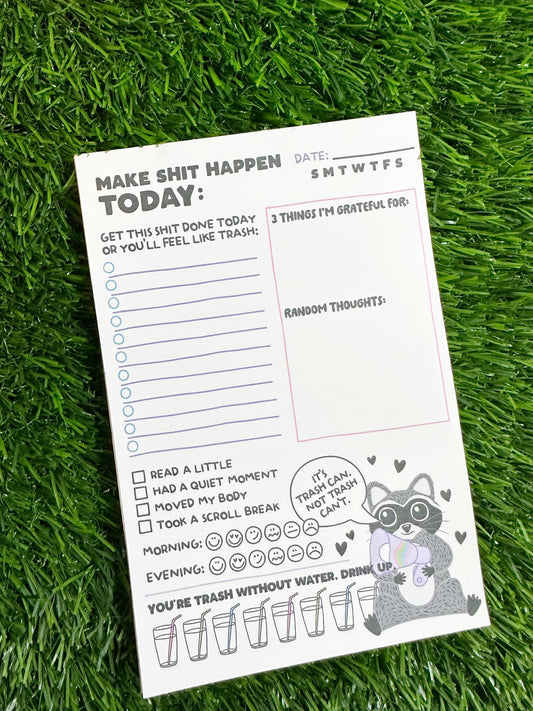 Make Sh*t Happen Notepad – Funny Daily Planner Pad – Undated To Do List – Productivity Desk Pad – Gifts
