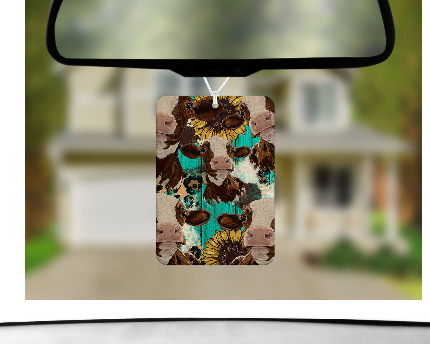 Cow and Sunflowers // Car Air Freshener