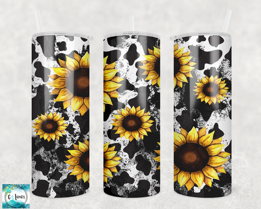 Cow and Sunflower 20oz Skinny Tumbler