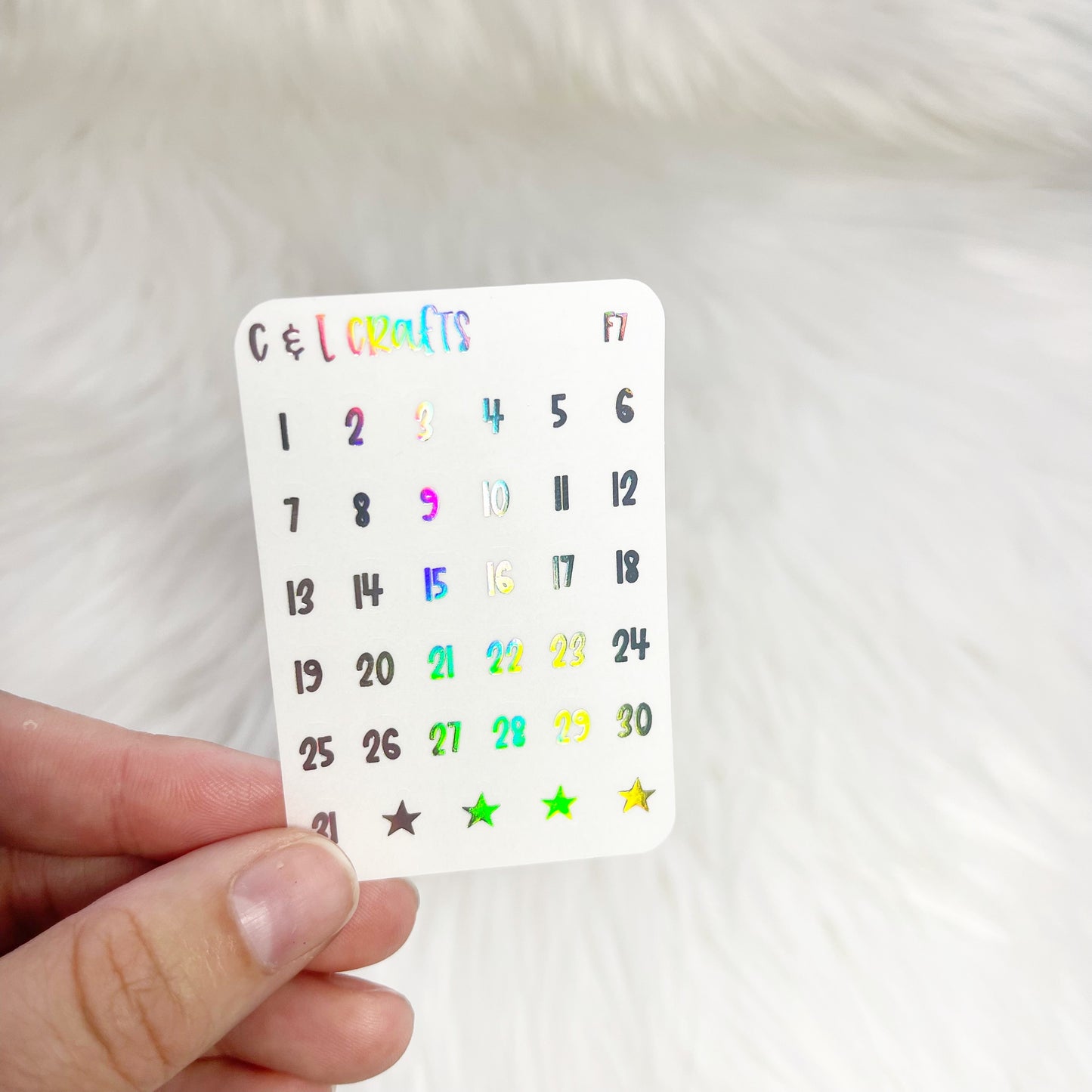 Tiny Foil Date Numbers // FONT 7 // Clear Paper