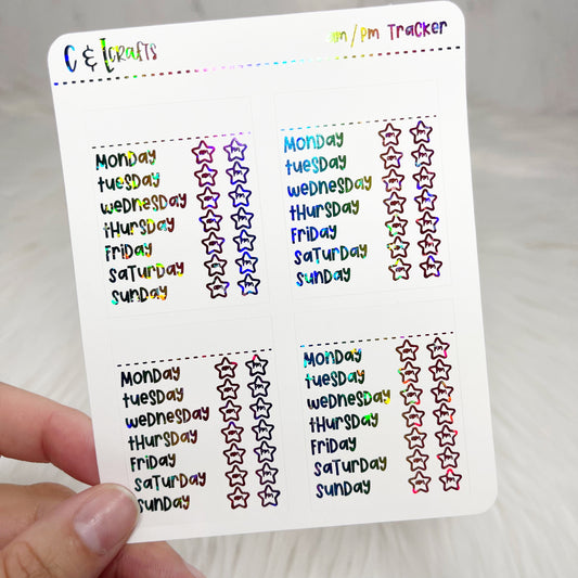 AM/PM Tracker Foil Stickers