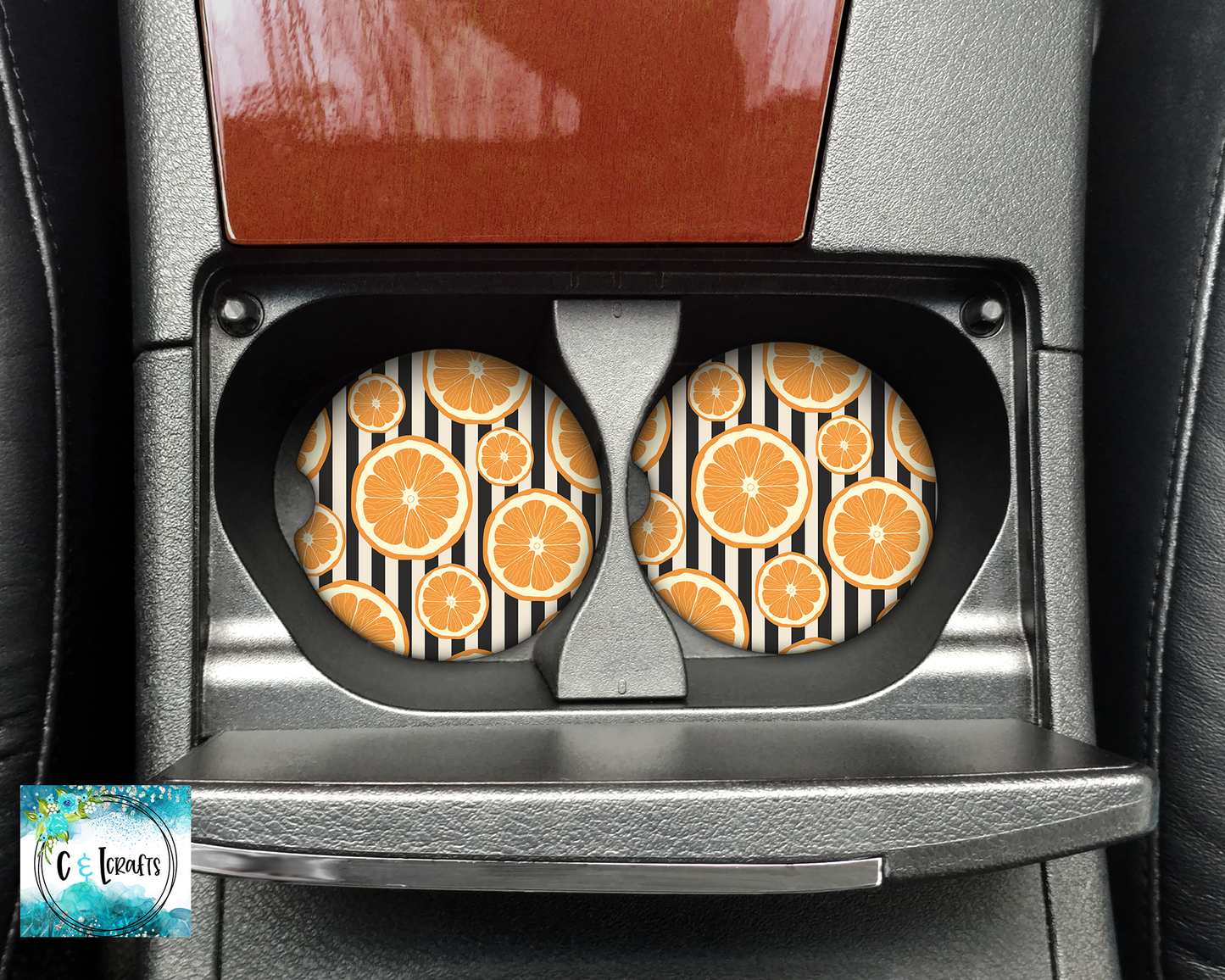 Orange Slices //Set of 2 Car Coasters