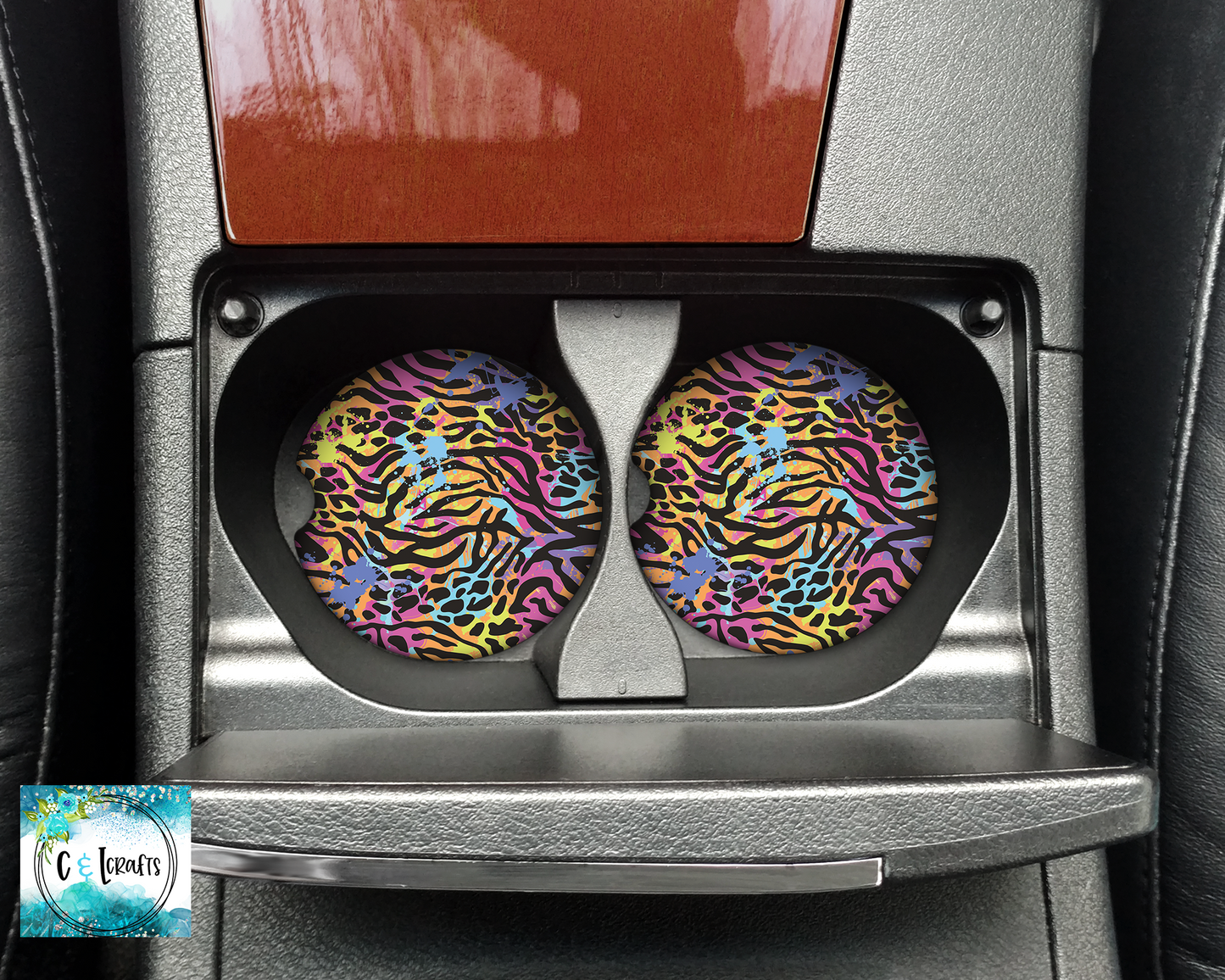 Rainbow Zebra //Set of 2 Car Coasters