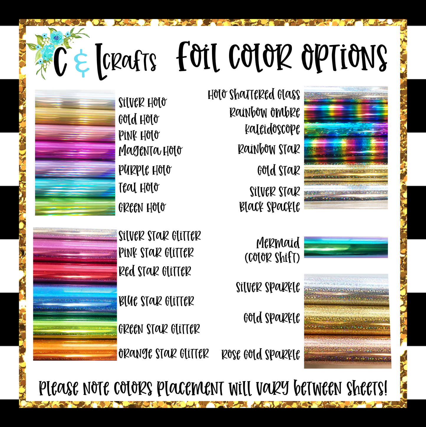 Custom Foil Script //Pick your Font and Foil Color